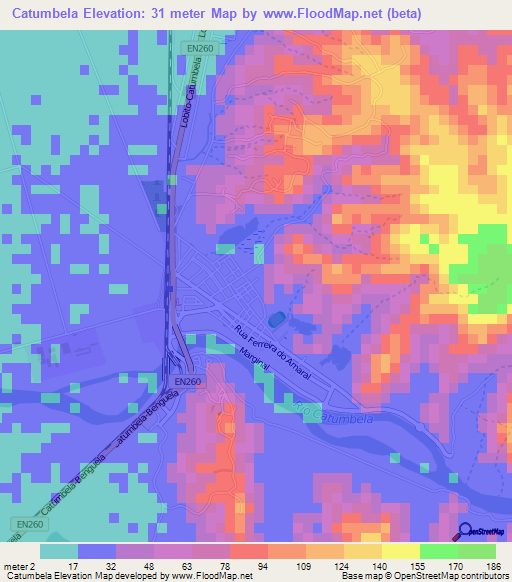 Catumbela,Angola Elevation Map