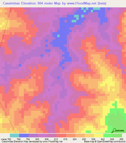 Cassimbas,Angola Elevation Map
