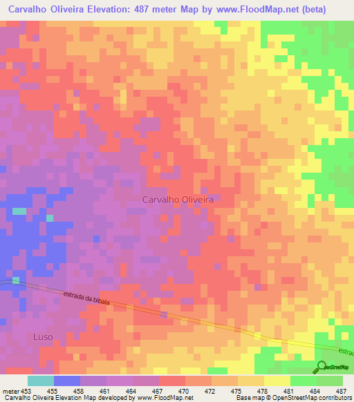 Carvalho Oliveira,Angola Elevation Map
