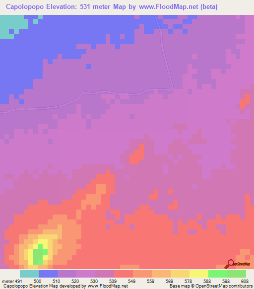 Capolopopo,Angola Elevation Map