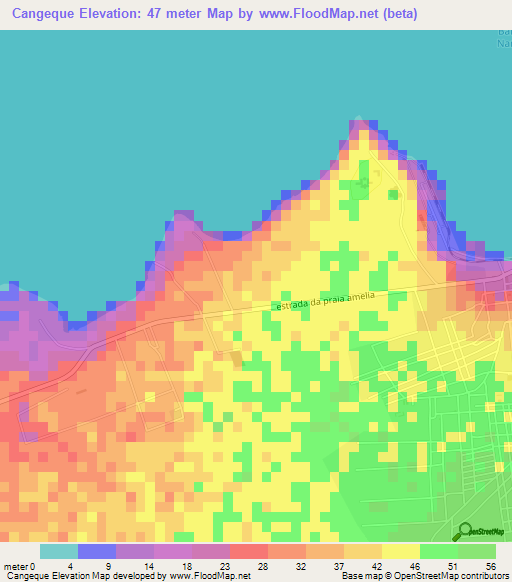 Cangeque,Angola Elevation Map