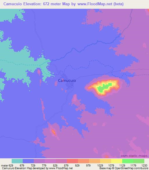 Camucuio,Angola Elevation Map