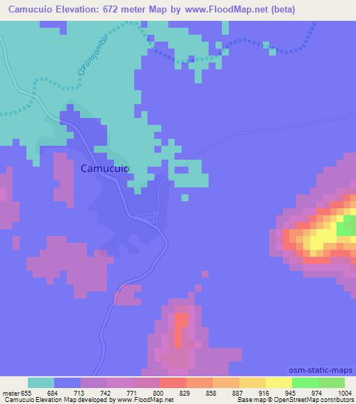 Camucuio,Angola Elevation Map