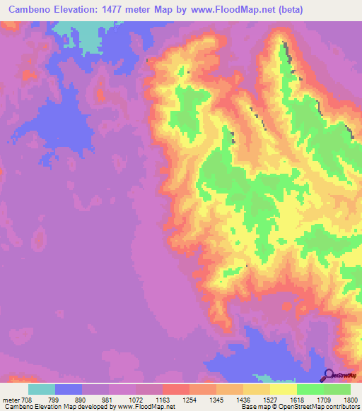 Cambeno,Angola Elevation Map