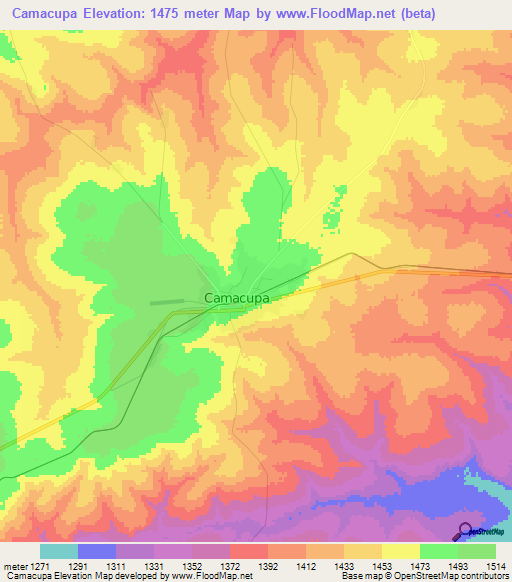 Camacupa,Angola Elevation Map