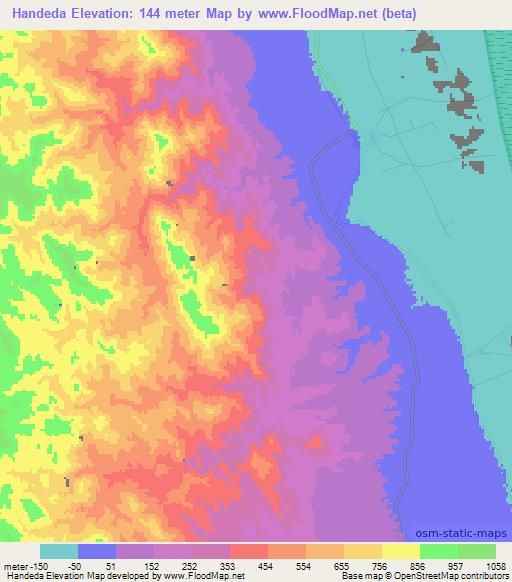 Handeda,Ethiopia Elevation Map
