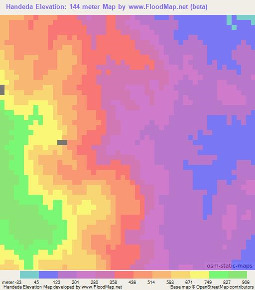 Handeda,Ethiopia Elevation Map