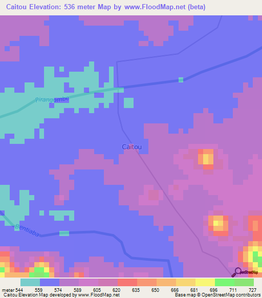 Caitou,Angola Elevation Map