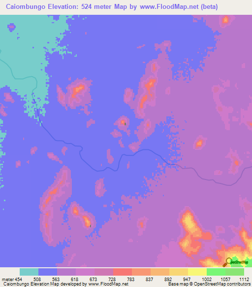Caiombungo,Angola Elevation Map