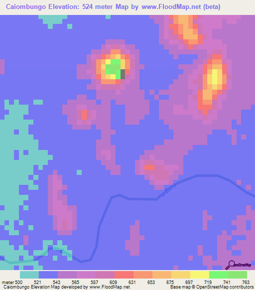 Caiombungo,Angola Elevation Map