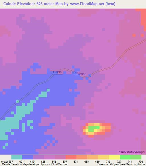 Cainde,Angola Elevation Map