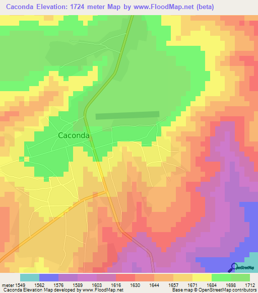 Caconda,Angola Elevation Map