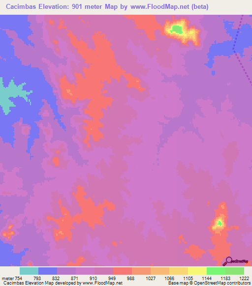 Cacimbas,Angola Elevation Map