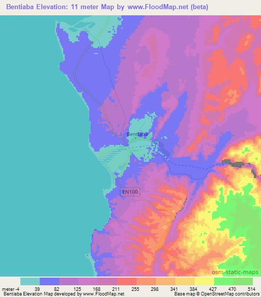 Bentiaba,Angola Elevation Map