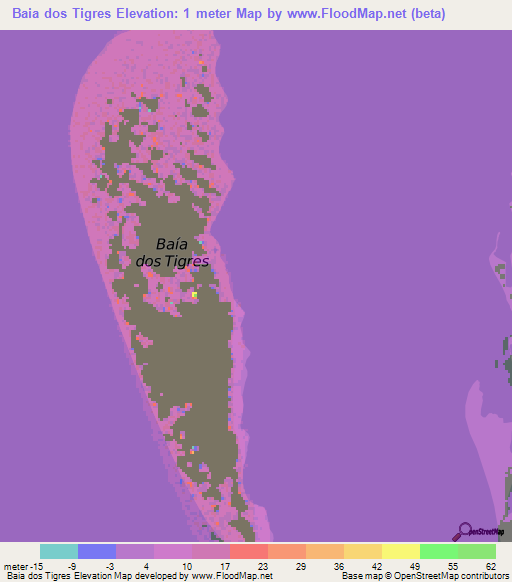 Baia dos Tigres,Angola Elevation Map