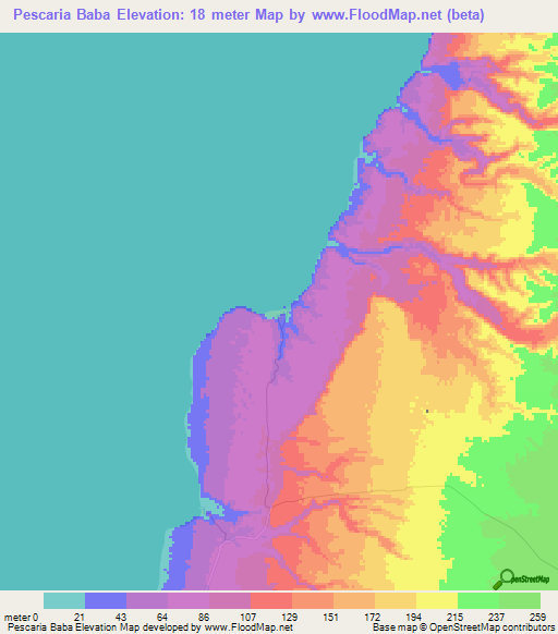 Pescaria Baba,Angola Elevation Map