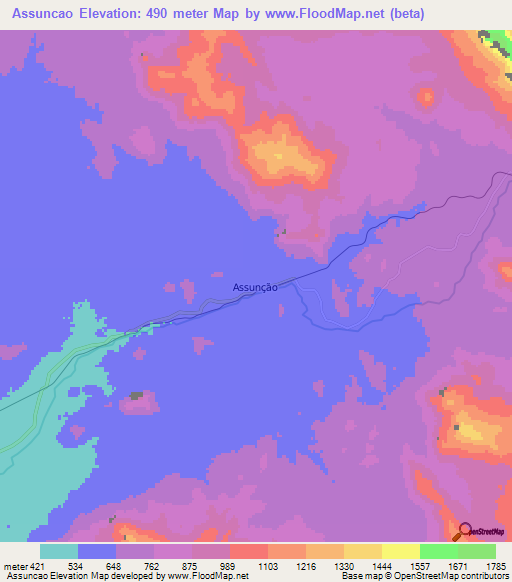 Assuncao,Angola Elevation Map