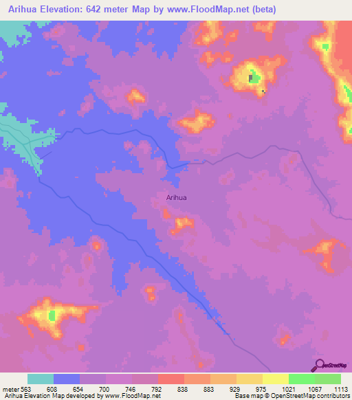 Arihua,Angola Elevation Map
