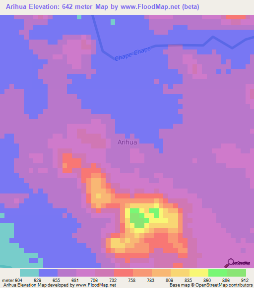 Arihua,Angola Elevation Map