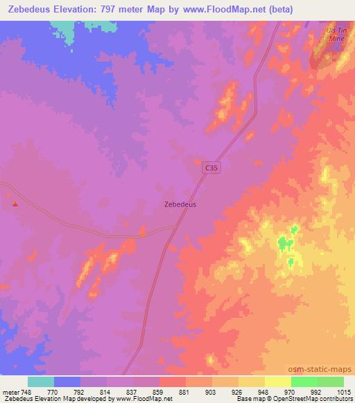 Zebedeus,Namibia Elevation Map