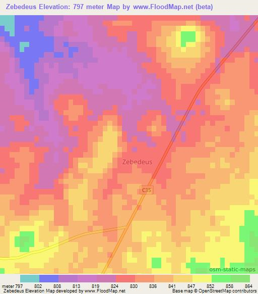 Zebedeus,Namibia Elevation Map