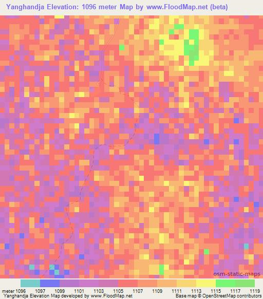 Yanghandja,Namibia Elevation Map