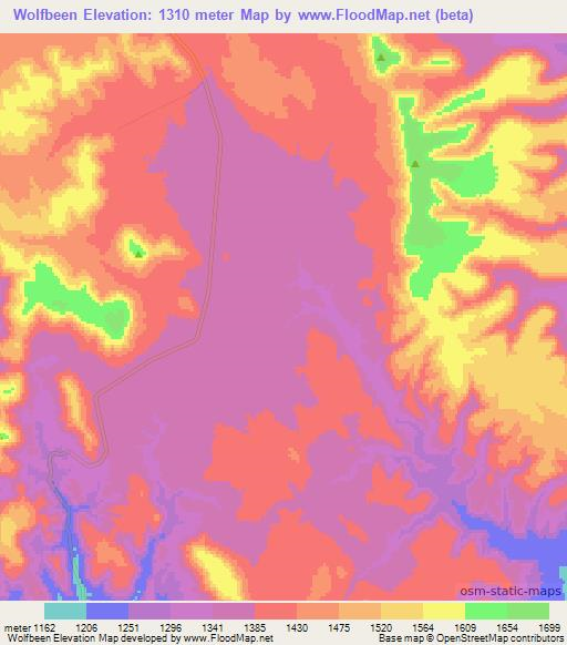 Wolfbeen,Namibia Elevation Map