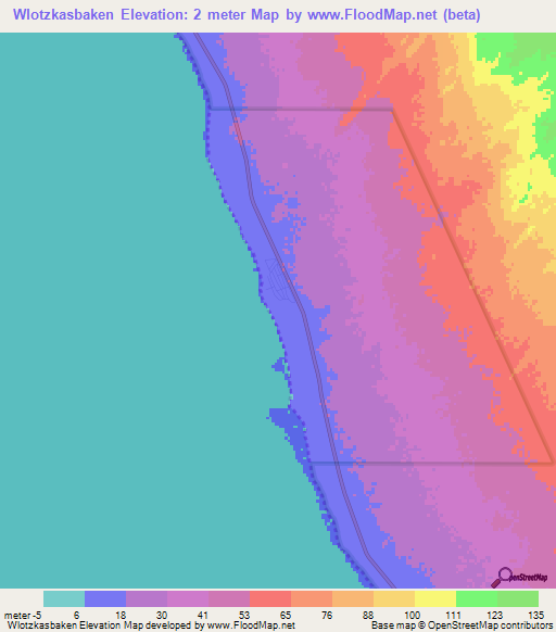 Wlotzkasbaken,Namibia Elevation Map