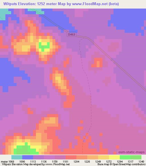 Witputs,Namibia Elevation Map