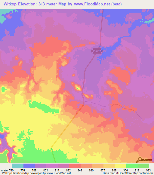 Witkop,Namibia Elevation Map