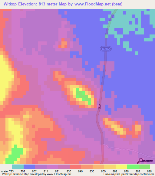 Witkop,Namibia Elevation Map