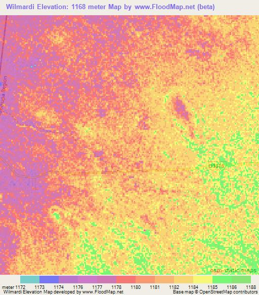 Wilmardi,Namibia Elevation Map