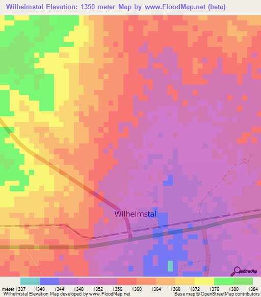 Wilhelmstal,Namibia Elevation Map