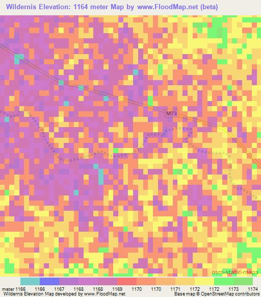 Wildernis,Namibia Elevation Map