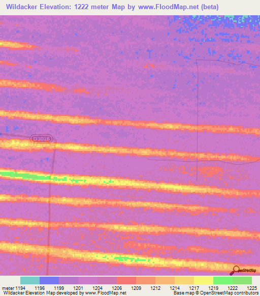 Wildacker,Namibia Elevation Map