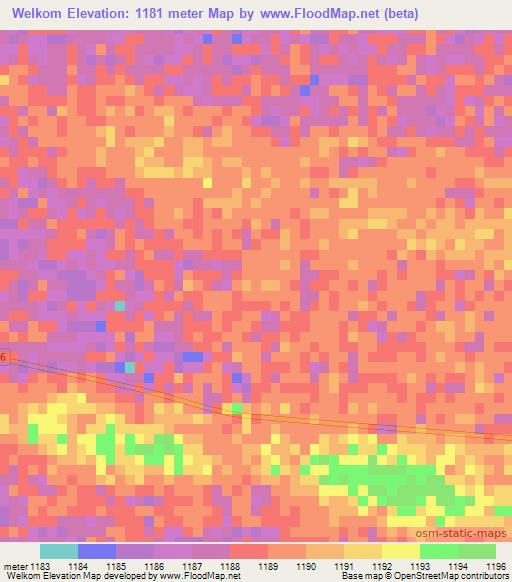 Welkom,Namibia Elevation Map
