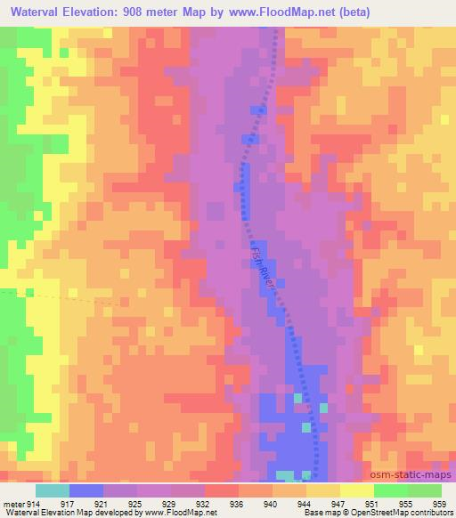 Waterval,Namibia Elevation Map