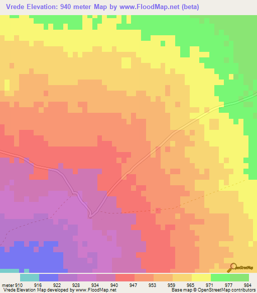 Vrede,Namibia Elevation Map