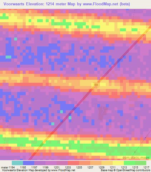 Voorwaarts,Namibia Elevation Map