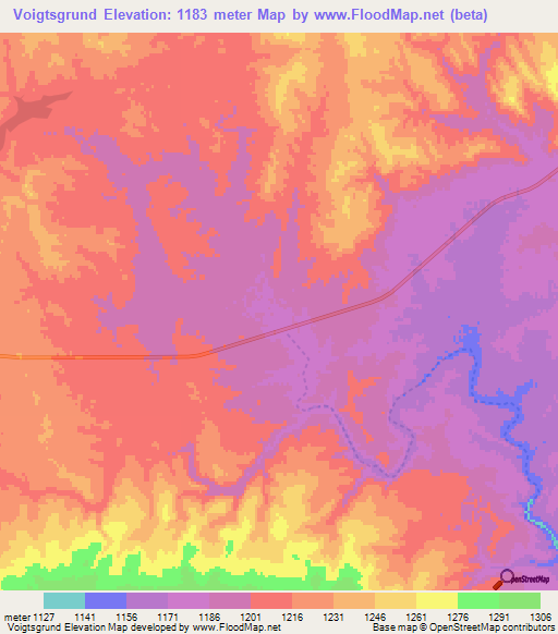 Voigtsgrund,Namibia Elevation Map