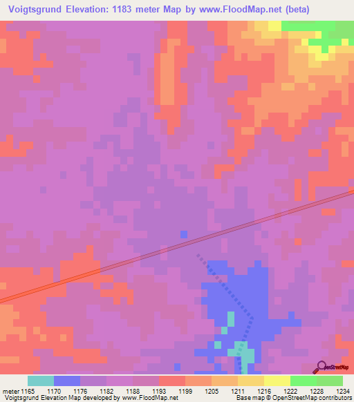 Voigtsgrund,Namibia Elevation Map