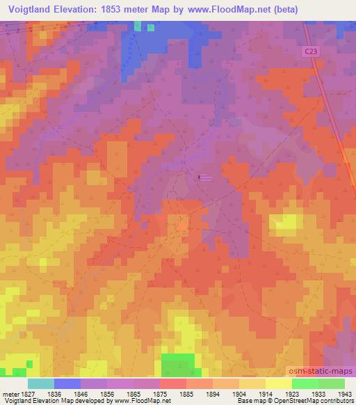 Voigtland,Namibia Elevation Map