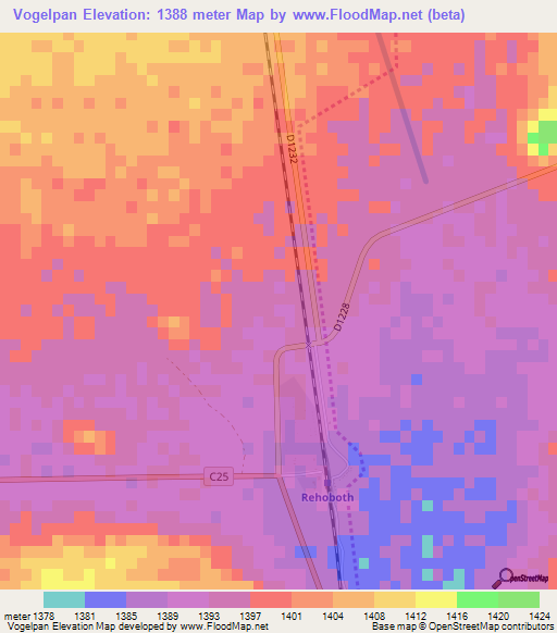 Vogelpan,Namibia Elevation Map