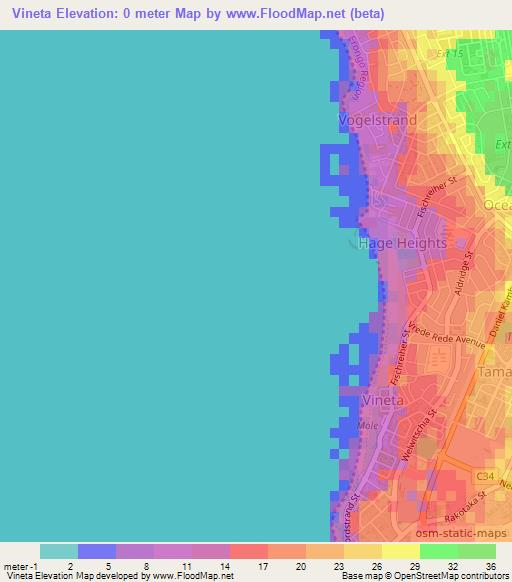 Vineta,Namibia Elevation Map