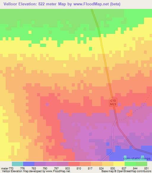 Velloor,Namibia Elevation Map