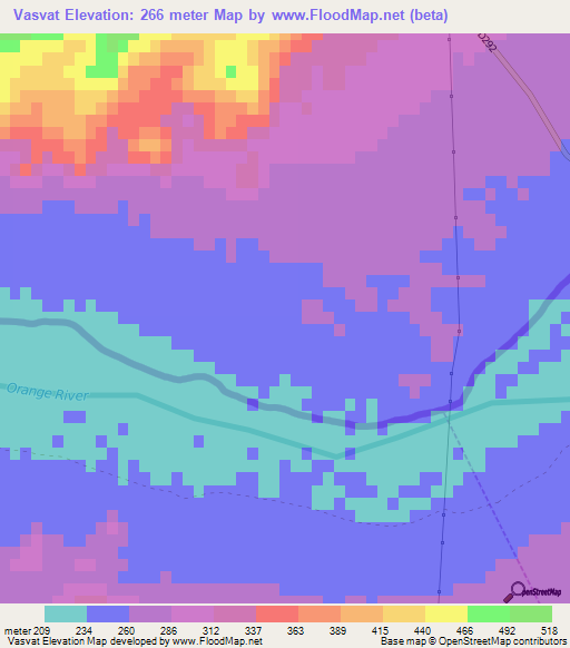 Vasvat,Namibia Elevation Map