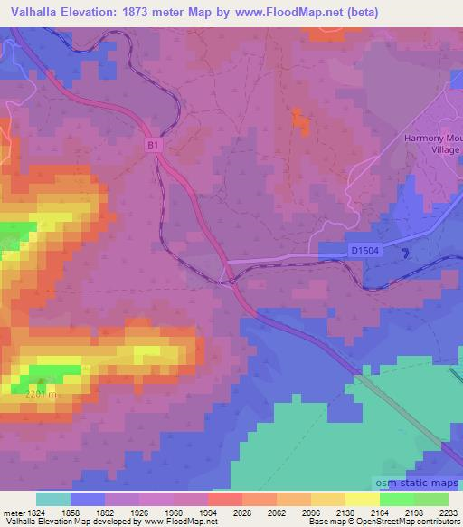 Valhalla,Namibia Elevation Map
