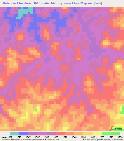 Valencia,Namibia Elevation Map