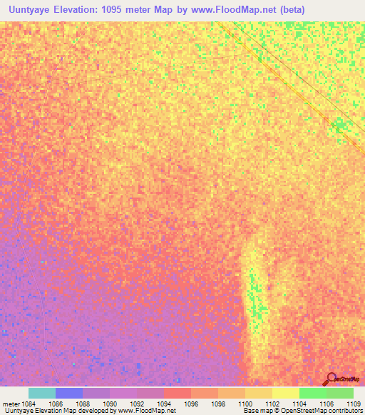 Uuntyaye,Namibia Elevation Map