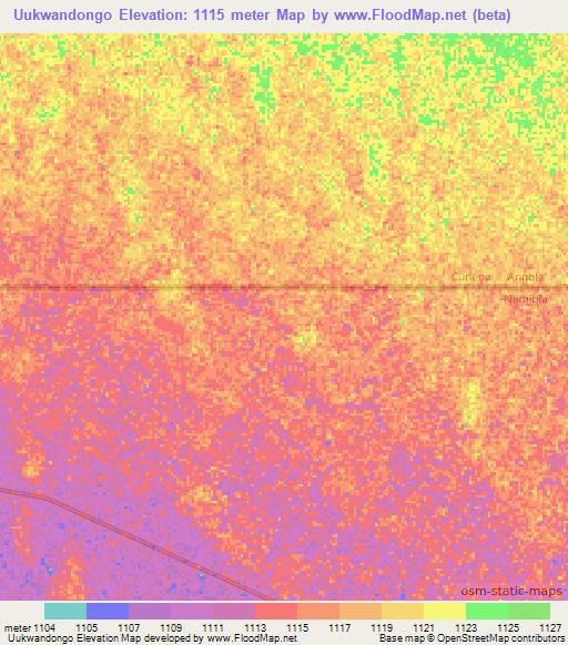 Uukwandongo,Namibia Elevation Map